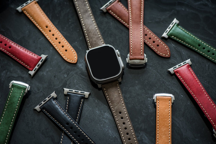 Leather Deploy Band - For Apple Watch ULTRA - Slate - BluShark Straps