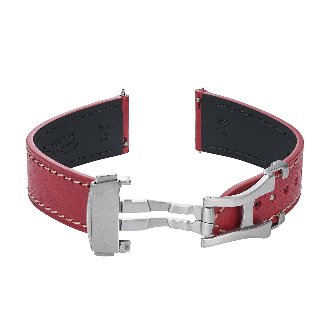 Leather Deploy - Garnet - BluShark Straps