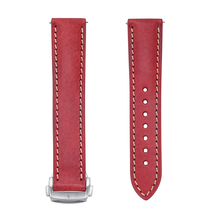 Leather Deploy - Garnet - BluShark Straps