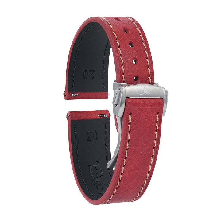 Leather Deploy - Garnet - BluShark Straps