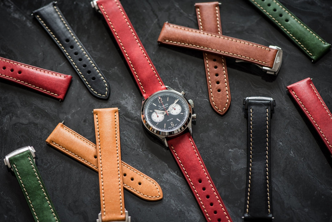 Leather Deploy - Garnet - BluShark Straps