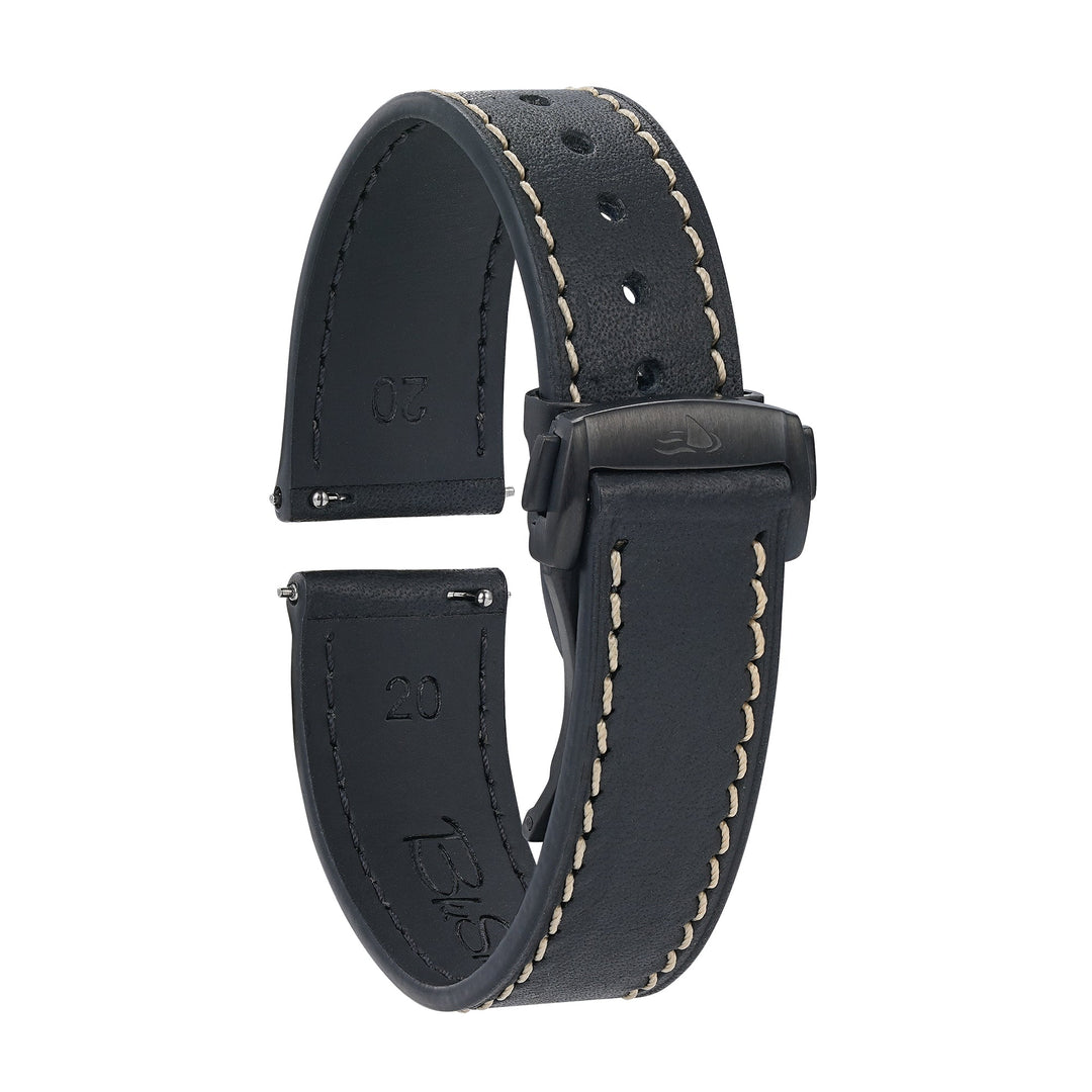 Leather Deploy - Onyx - BluShark Straps