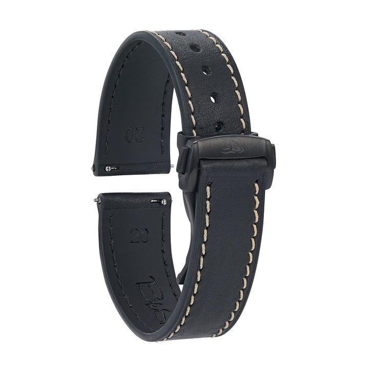 Leather Deploy - Onyx - BluShark Straps