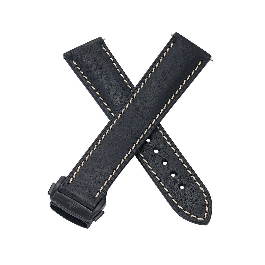 Leather Deploy - Onyx - BluShark Straps