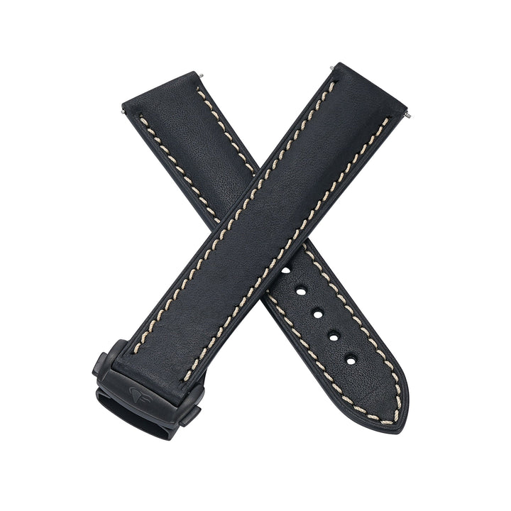 Leather Deploy - Onyx - BluShark Straps