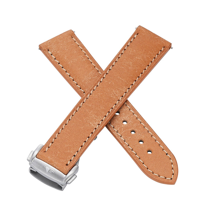 Leather Deploy - Sandstone - BluShark Straps