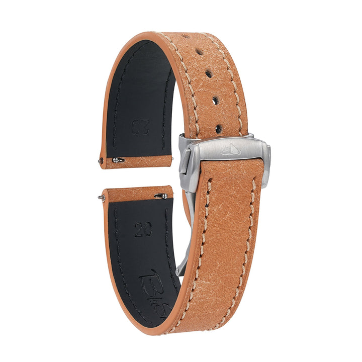 Leather Deploy - Sandstone - BluShark Straps