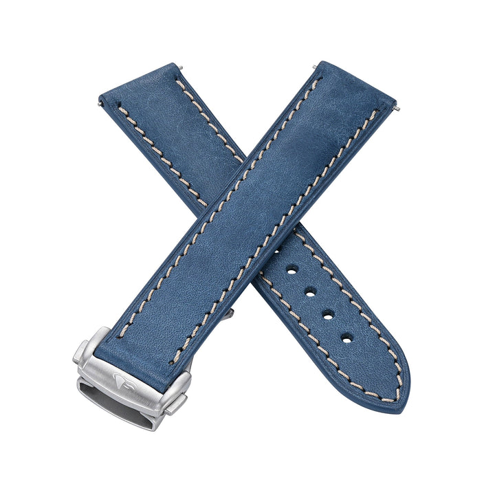 Leather Deploy - Sapphire - BluShark Straps