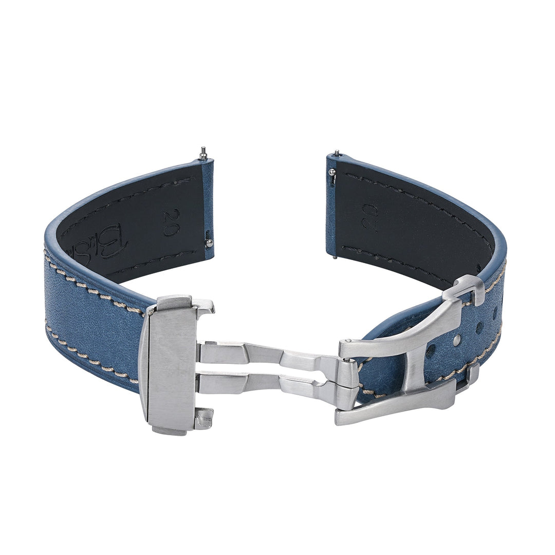 Leather Deploy - Sapphire - BluShark Straps