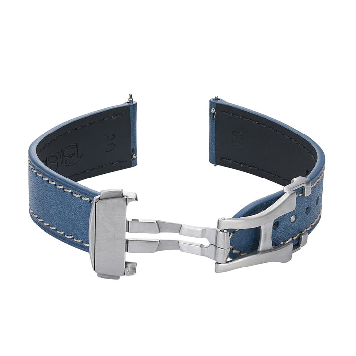 Leather Deploy - Sapphire - BluShark Straps