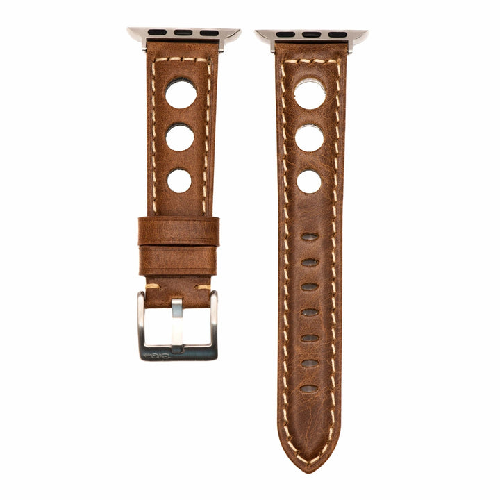 Leather Rally Band - For Apple Watch - Brown - BluShark Straps