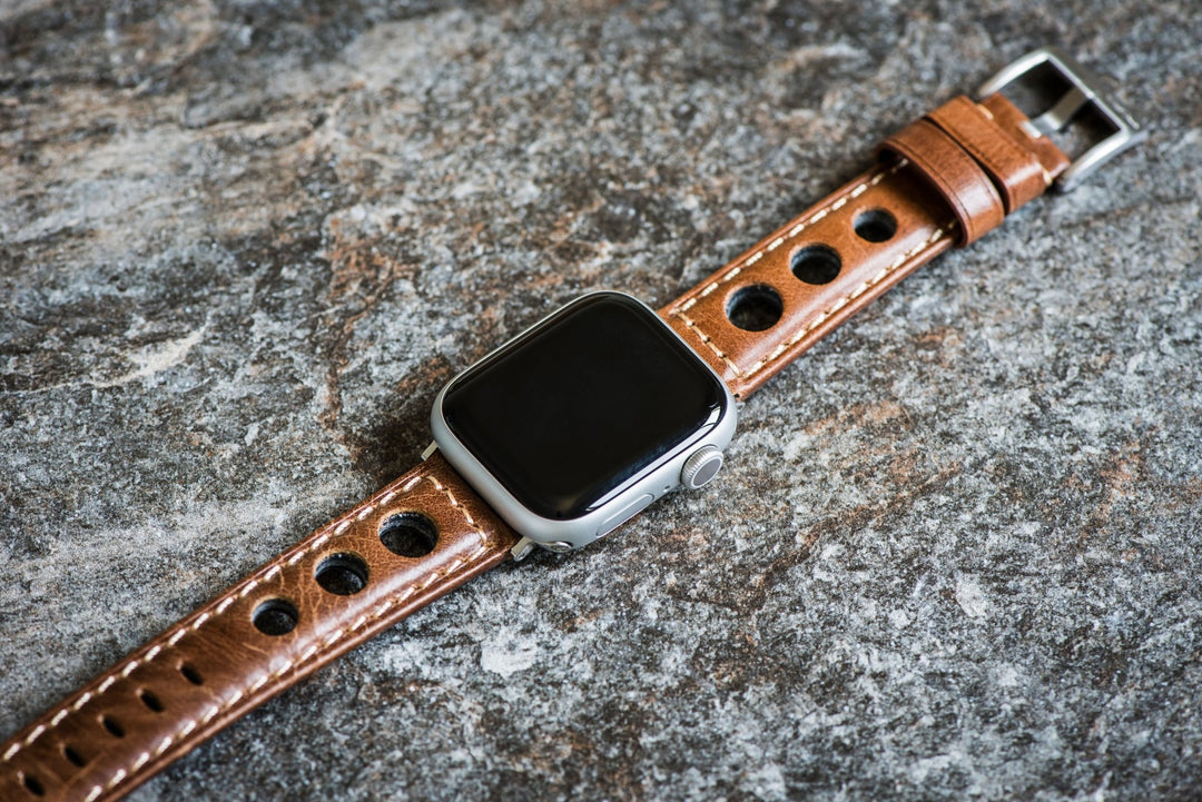 Leather Rally Band - For Apple Watch - Brown - BluShark Straps