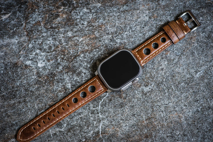 Leather Rally Band - For Apple Watch ULTRA - Brown - BluShark Straps