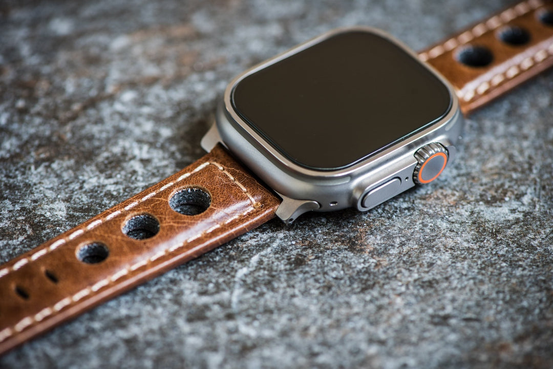Leather Rally Band - For Apple Watch ULTRA - Brown - BluShark Straps