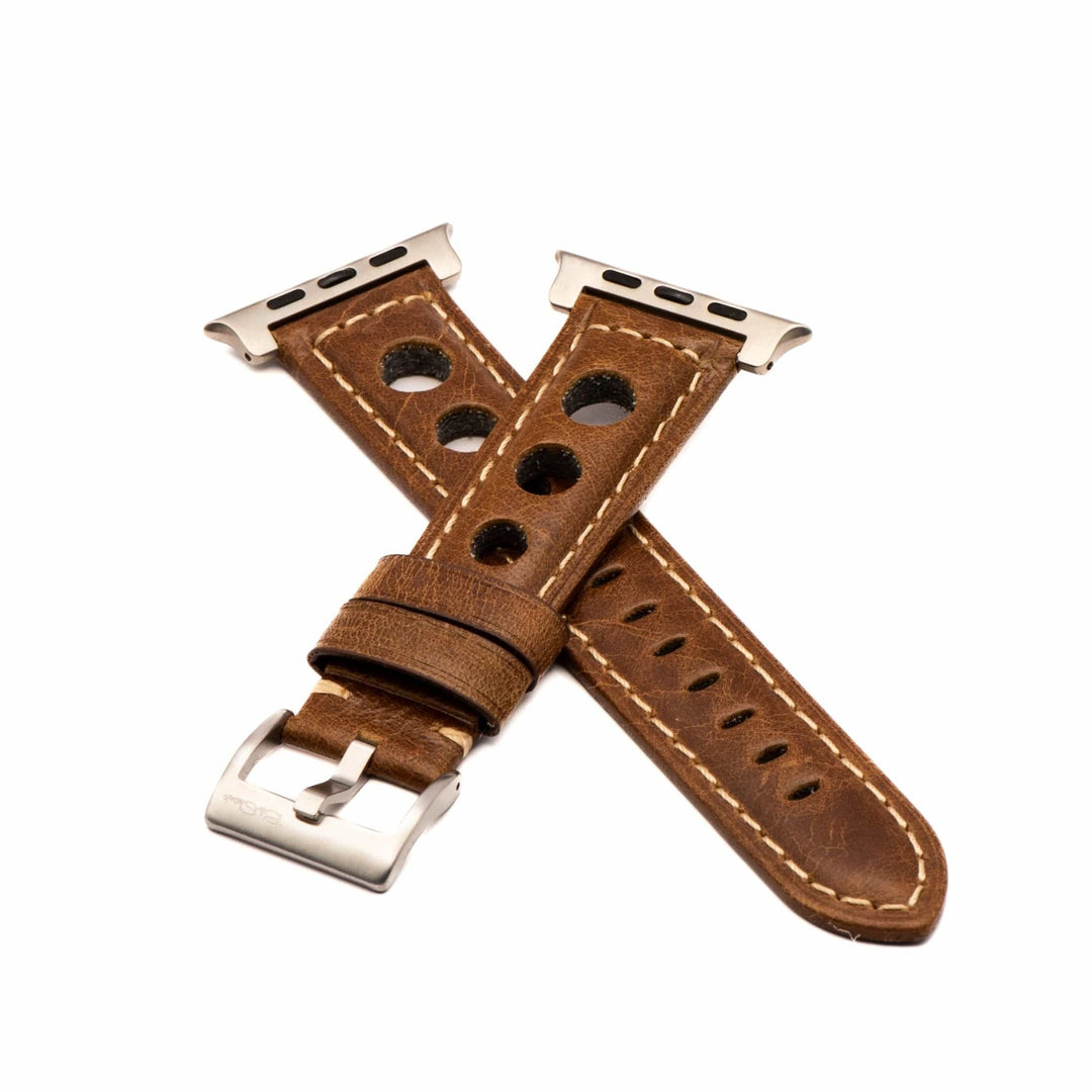 Leather Rally Band - For Apple Watch ULTRA - Brown - BluShark Straps