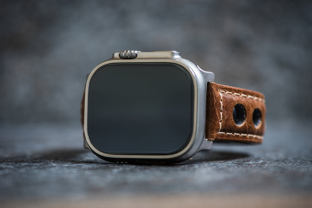 Leather Rally Band - For Apple Watch ULTRA - Brown - BluShark Straps