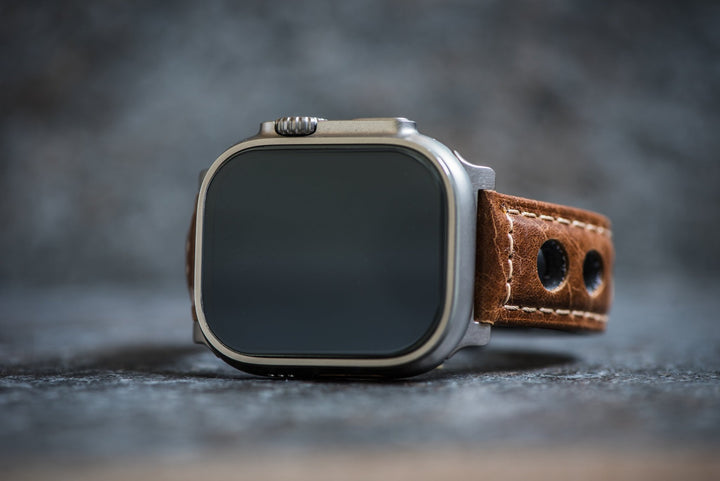 Leather Rally Band - For Apple Watch ULTRA - Brown - BluShark Straps
