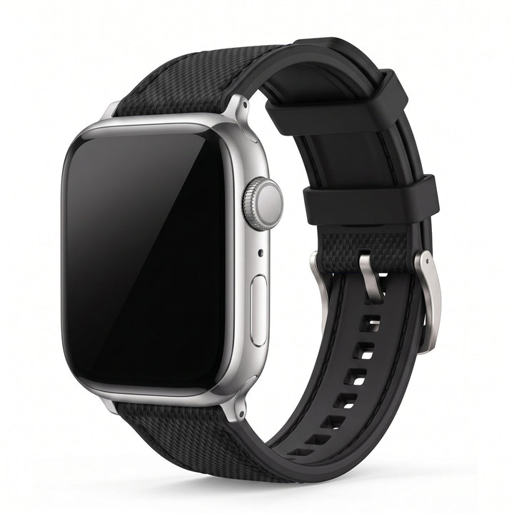 Leather & Rubber Band – For Apple Watch - Black - BluShark Straps