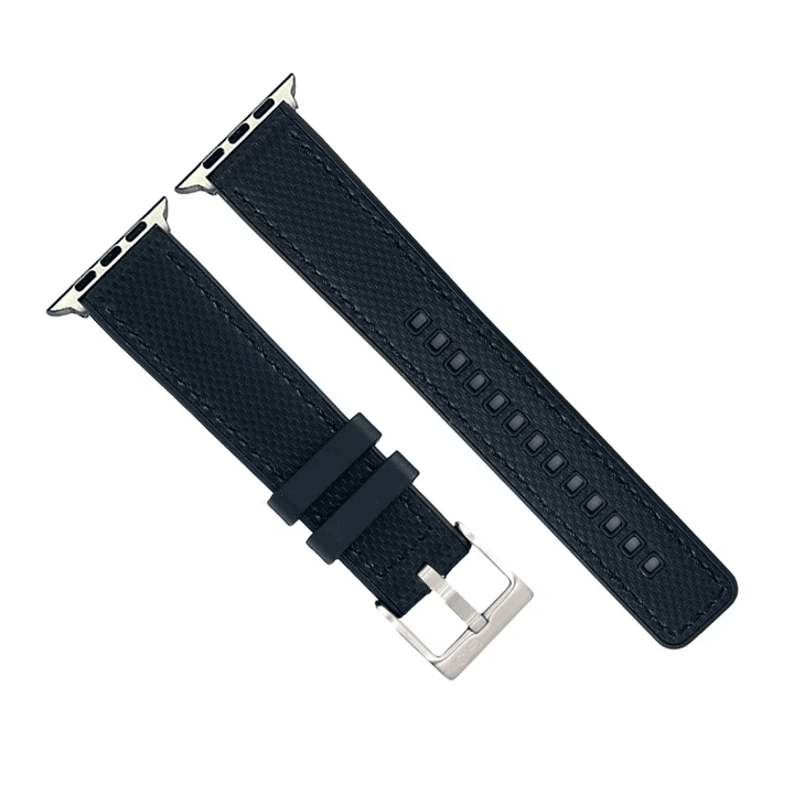 Leather & Rubber Band – For Apple Watch - Black - BluShark Straps