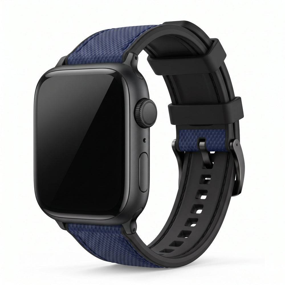 Leather & Rubber Band – For Apple Watch - Blue - BluShark Straps