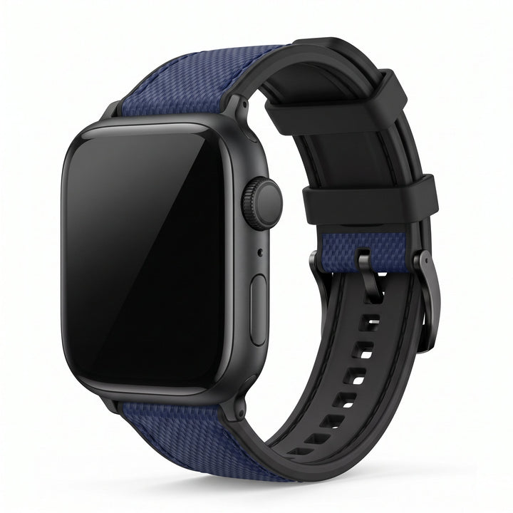Leather & Rubber Band – For Apple Watch - Blue - BluShark Straps
