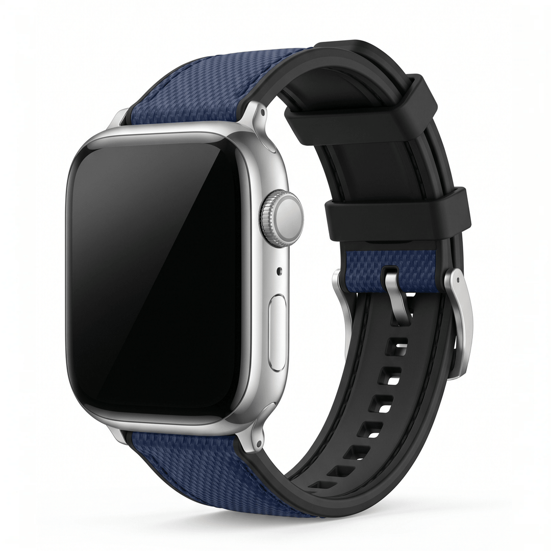 Leather & Rubber Band – For Apple Watch - Blue - BluShark Straps