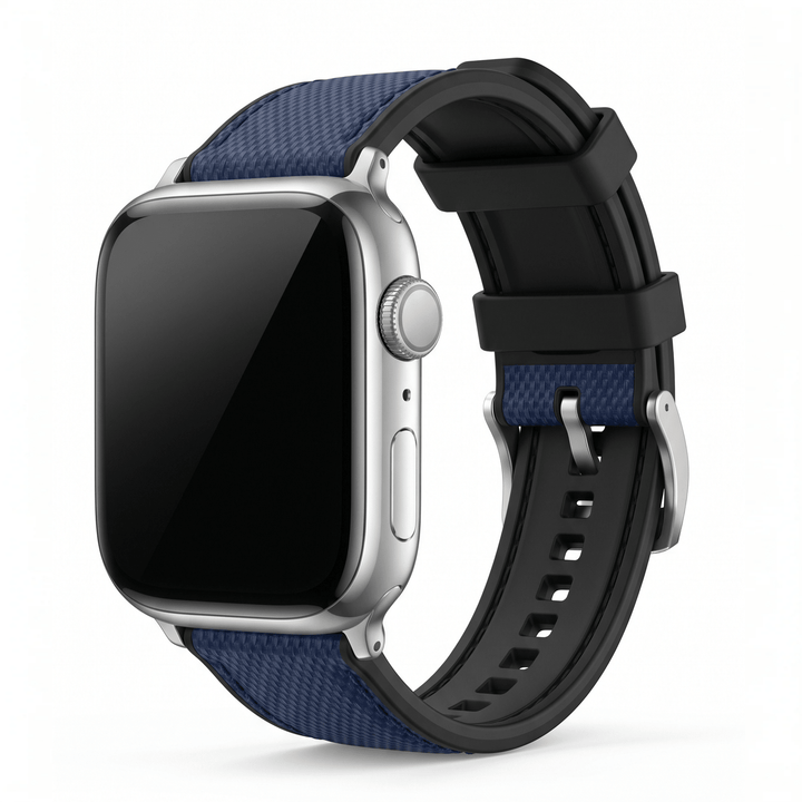 Leather & Rubber Band – For Apple Watch - Blue - BluShark Straps
