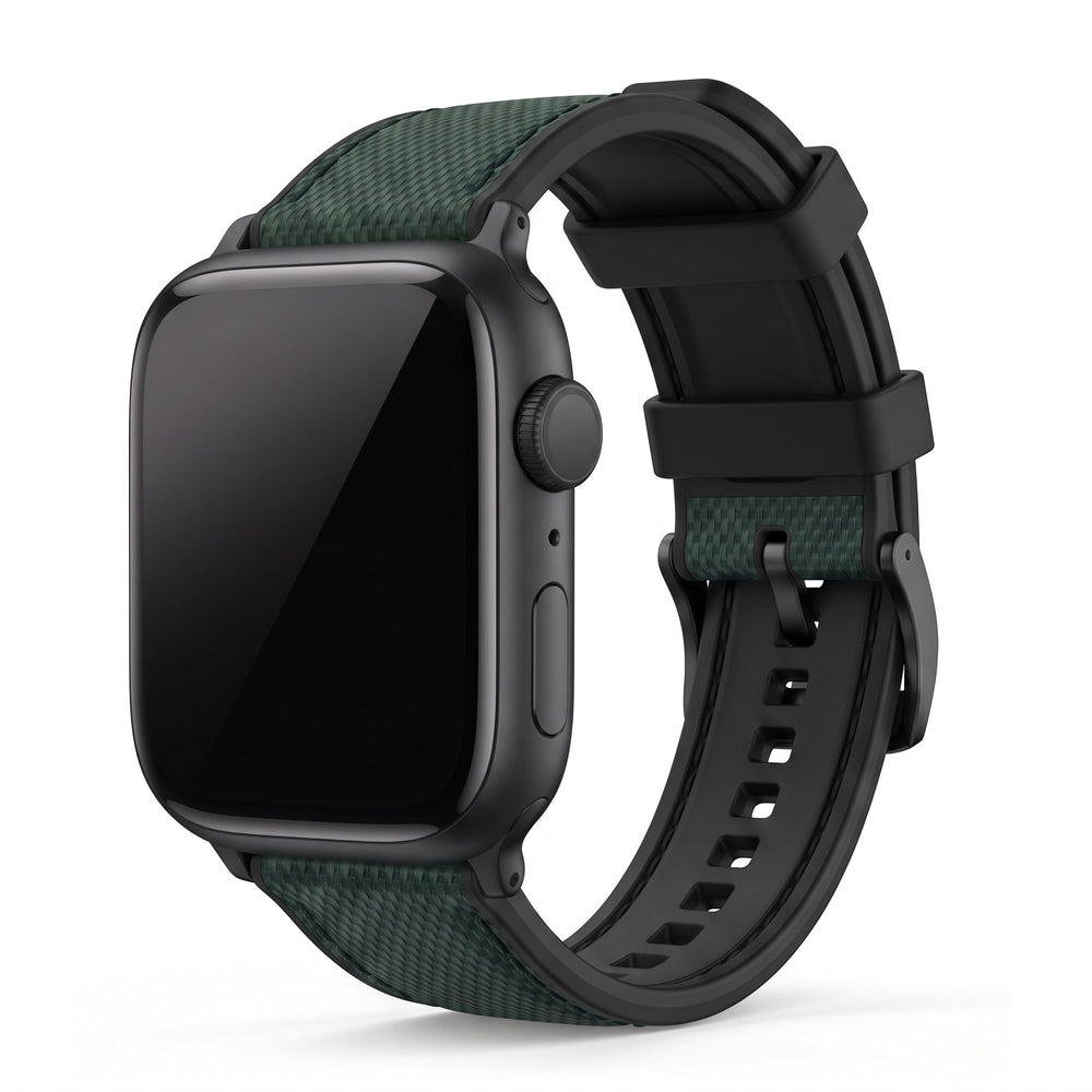 Leather & Rubber Band – For Apple Watch - Green - BluShark Straps