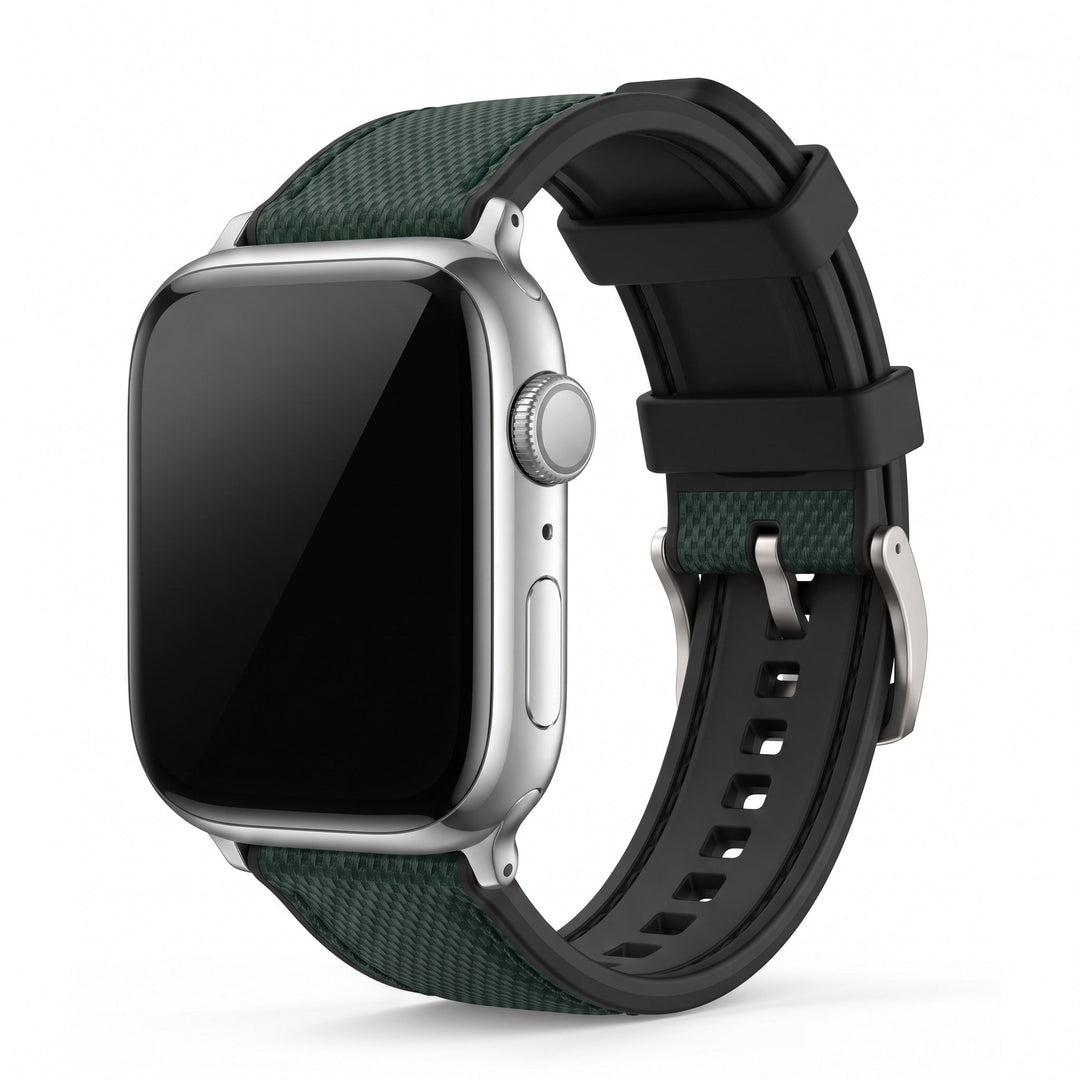Leather & Rubber Band – For Apple Watch - Green - BluShark Straps