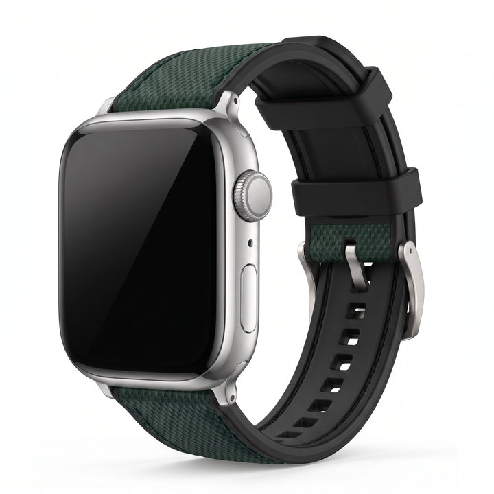 Leather & Rubber Band – For Apple Watch - Green - BluShark Straps