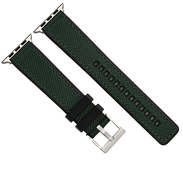 Leather & Rubber Band – For Apple Watch - Green - BluShark Straps