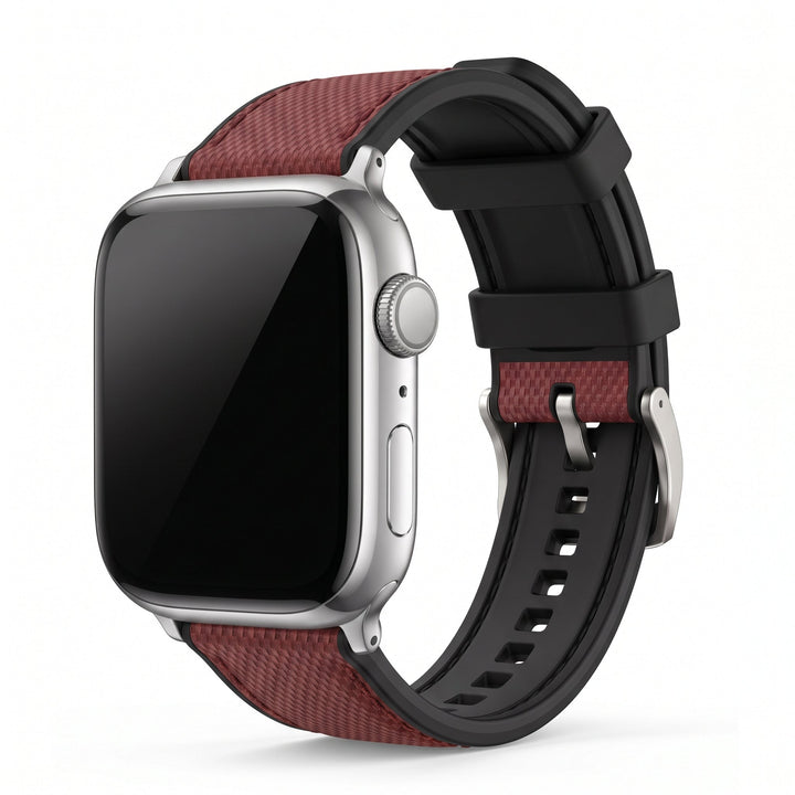 Leather & Rubber Band – For Apple Watch - Red - BluShark Straps