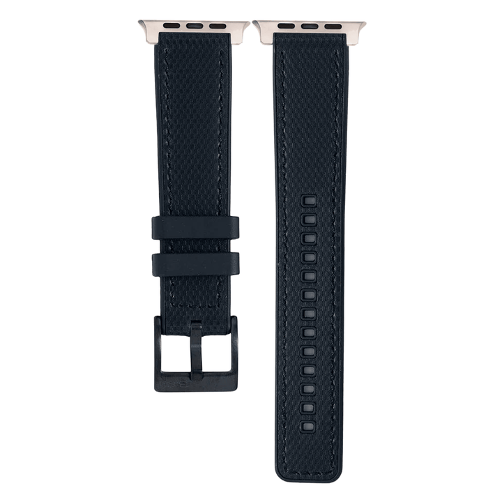 Leather & Rubber Band – For Apple Watch ULTRA - Black - BluShark Straps