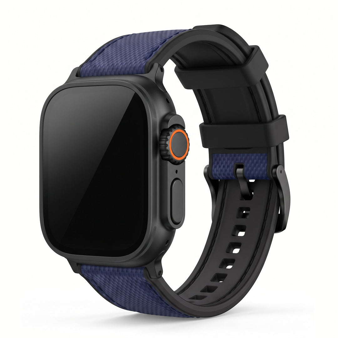 Leather & Rubber Band – For Apple Watch ULTRA - Blue - BluShark Straps
