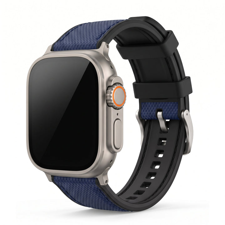 Leather & Rubber Band – For Apple Watch ULTRA - Blue - BluShark Straps