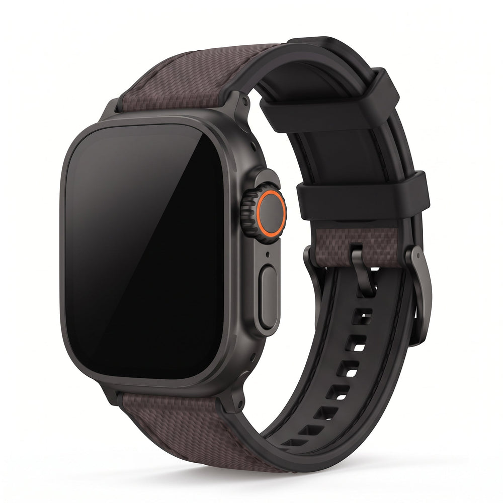Leather & Rubber Band – For Apple Watch ULTRA - Brown - BluShark Straps