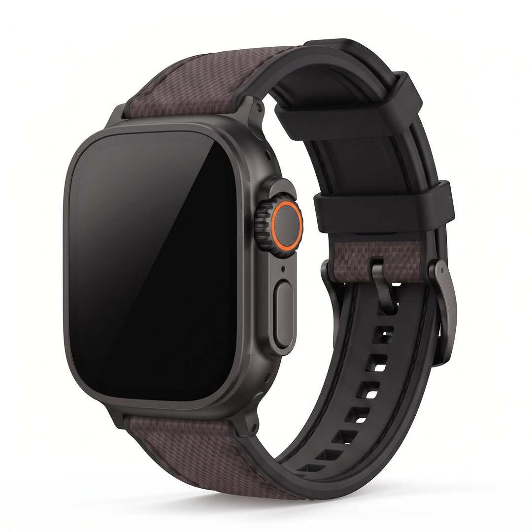 Leather & Rubber Band – For Apple Watch ULTRA - Brown - BluShark Straps