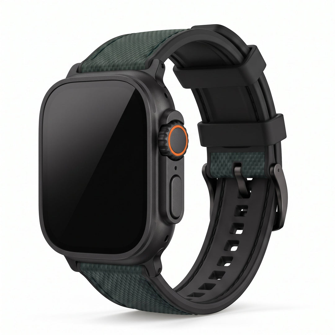 Leather & Rubber Band – For Apple Watch ULTRA - Green - BluShark Straps