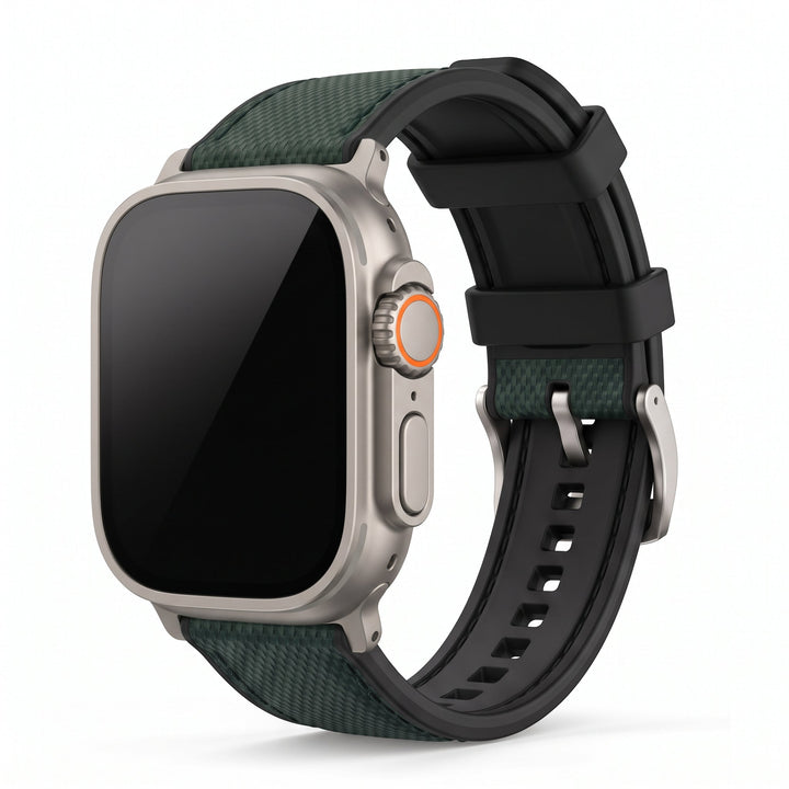 Leather & Rubber Band – For Apple Watch ULTRA - Green - BluShark Straps