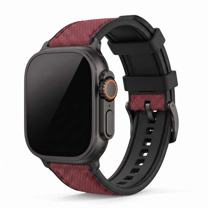 Leather & Rubber Band – For Apple Watch ULTRA - Red - BluShark Straps