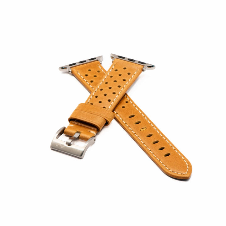 Leather Sport Grip Band - For Apple Watch - Caution Tan - BluShark Straps