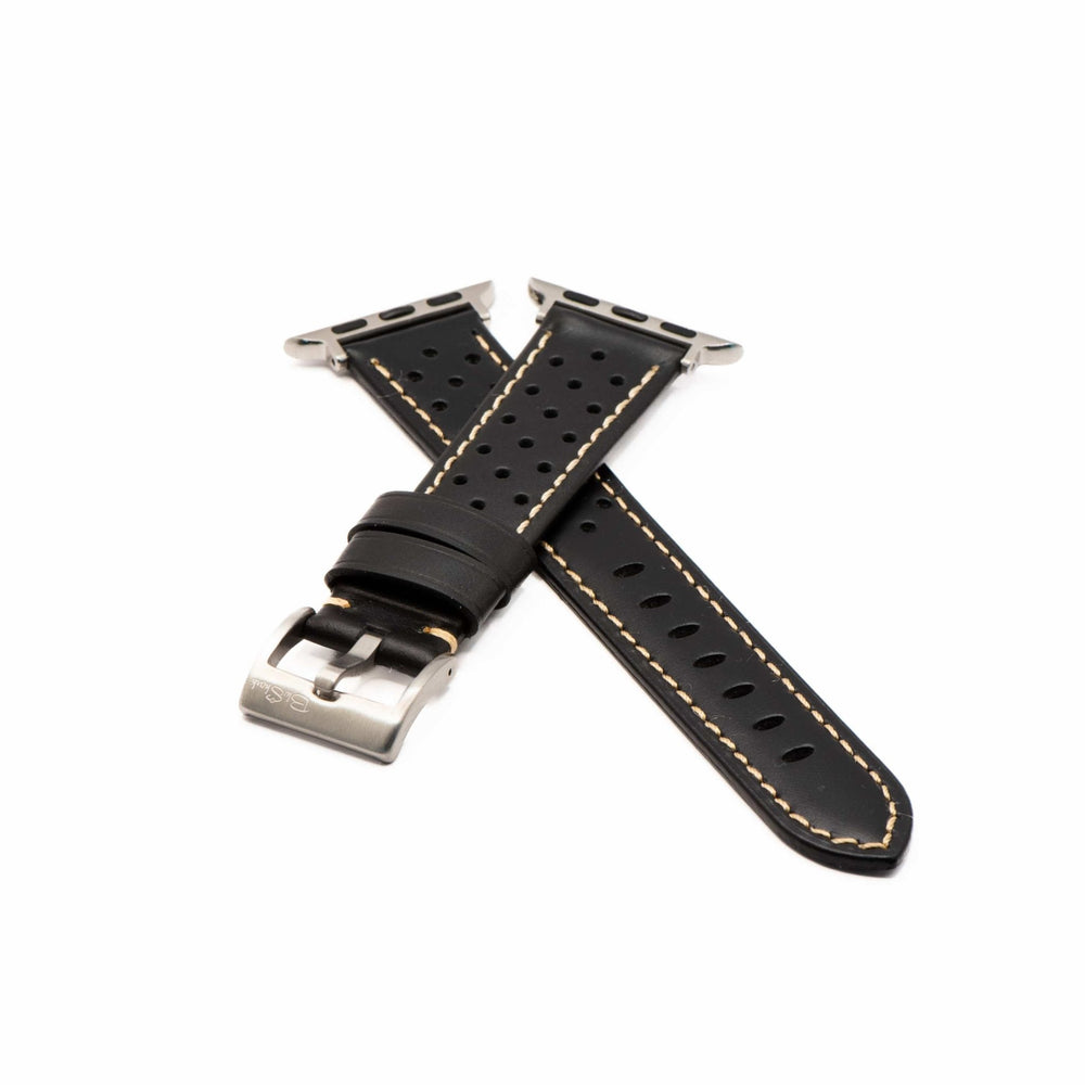 Leather Sport Grip Band - For Apple Watch - DQ Black - BluShark Straps