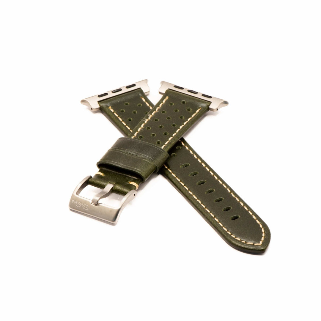 Leather Sport Grip Band - For Apple Watch - Go Green - BluShark Straps