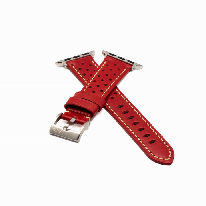 Leather Sport Grip Band - For Apple Watch - Stop Red - BluShark Straps