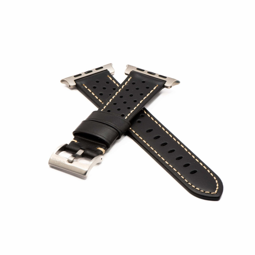 Leather Sport Grip Band - For Apple Watch ULTRA - DQ Black - BluShark Straps