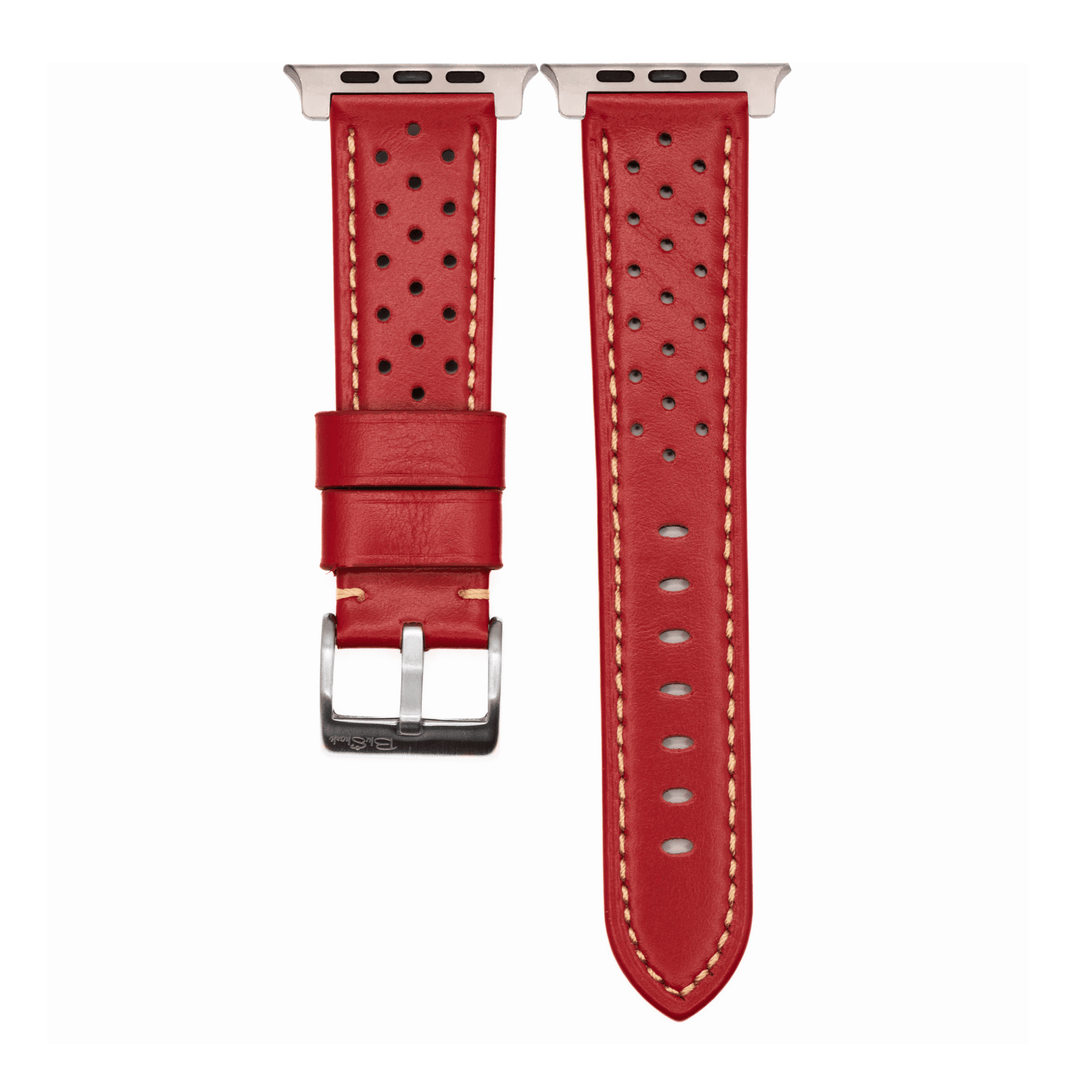 Leather Sport Grip Band - For Apple Watch ULTRA - Stop Red - BluShark Straps