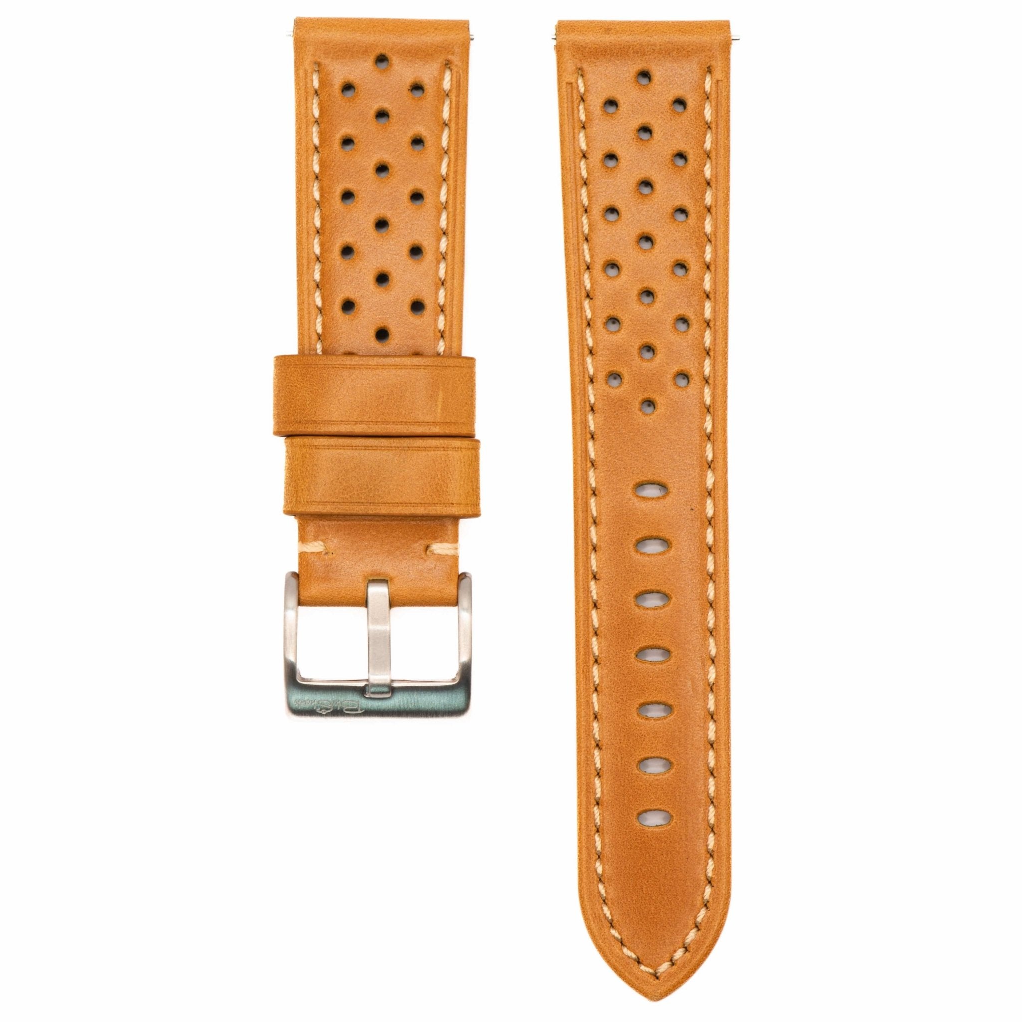 Leather Sport Grip Two-Piece Watch Strap by BluShark Straps - Tan