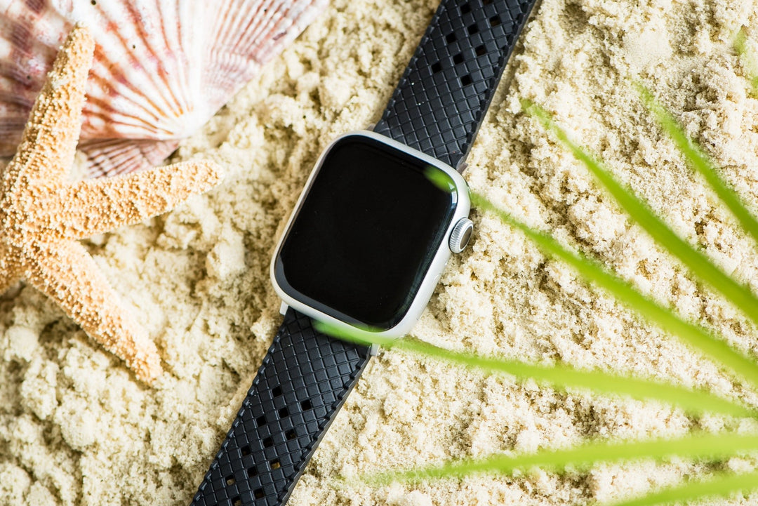 Neo Tropical Rubber Band - For Apple Watch - Black - BluShark Straps