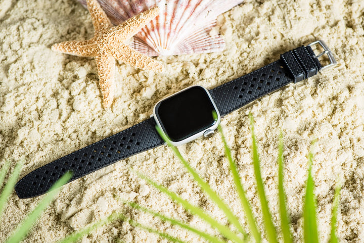 Neo Tropical Rubber Band - For Apple Watch - Black - BluShark Straps
