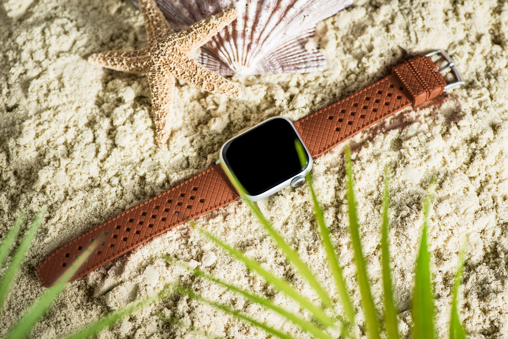 Neo Tropical Rubber Band - For Apple Watch - Brown - BluShark Straps